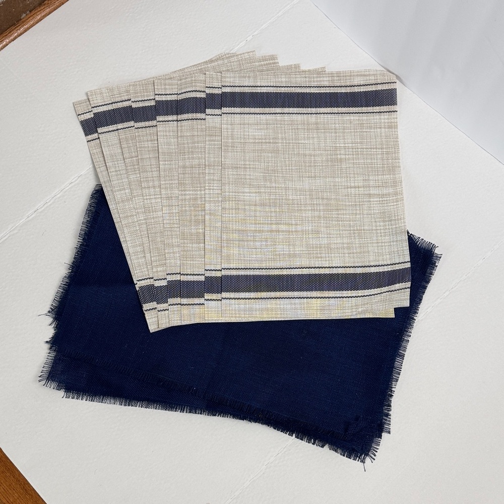 Set of Beige and Navy Placemats